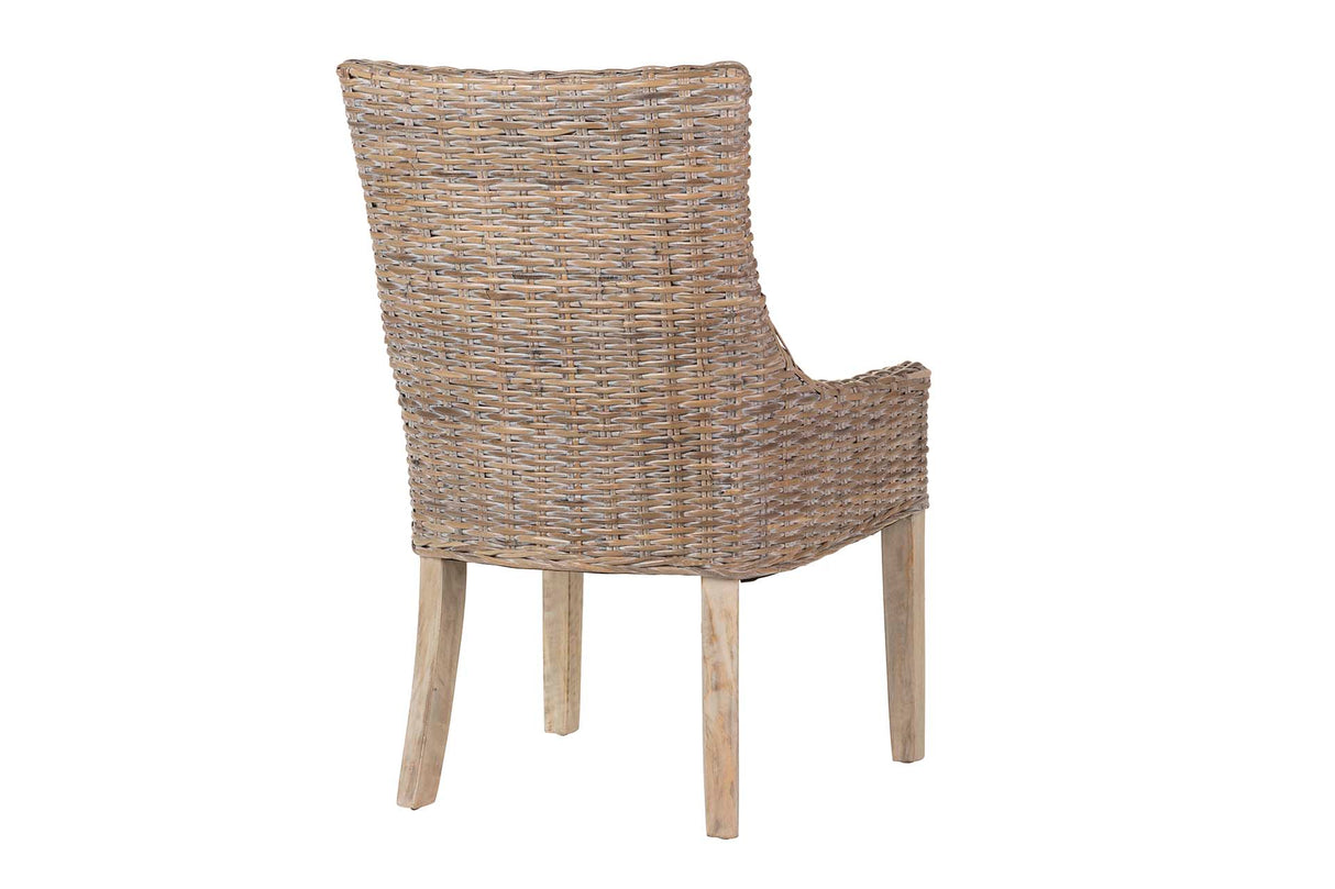 SILLA RATAN LINO MADERA MARRÓN BEIGE 54x52x91 CM