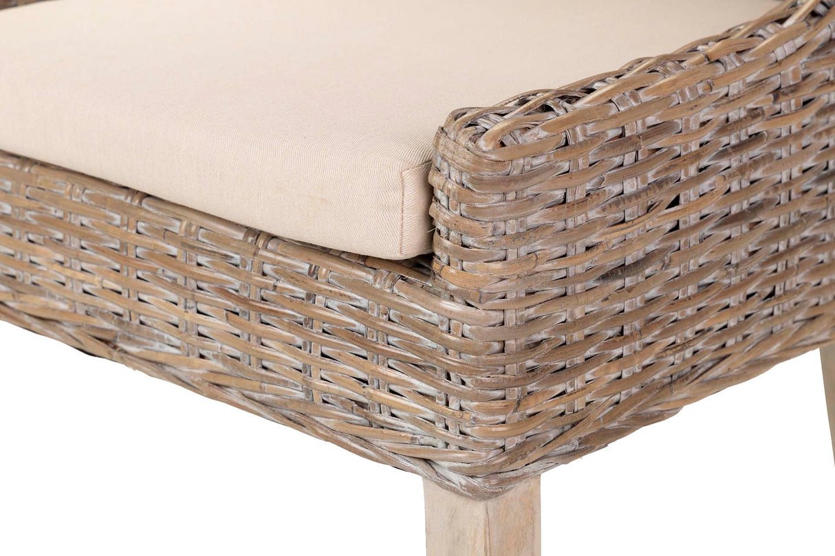 SILLA RATAN LINO MADERA MARRÓN BEIGE 54x52x91 CM