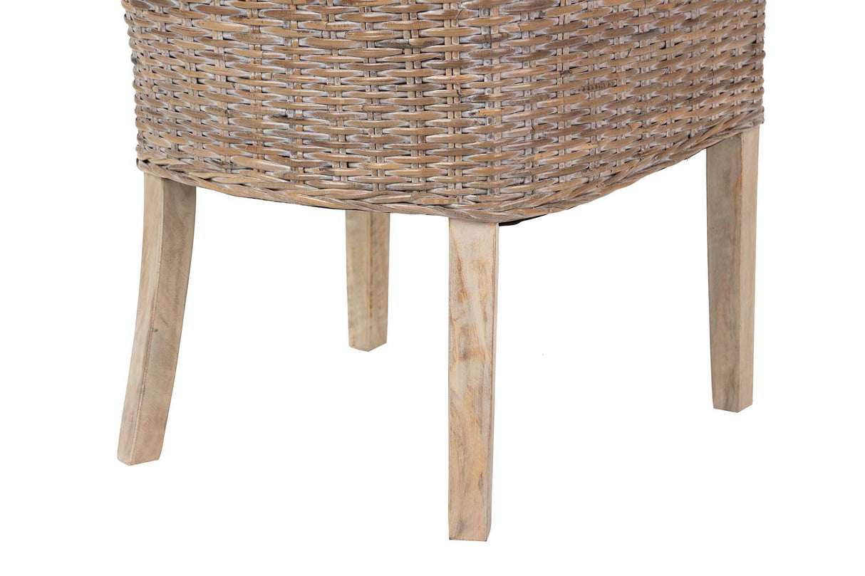 SILLA RATAN LINO MADERA MARRÓN BEIGE 54x52x91 CM