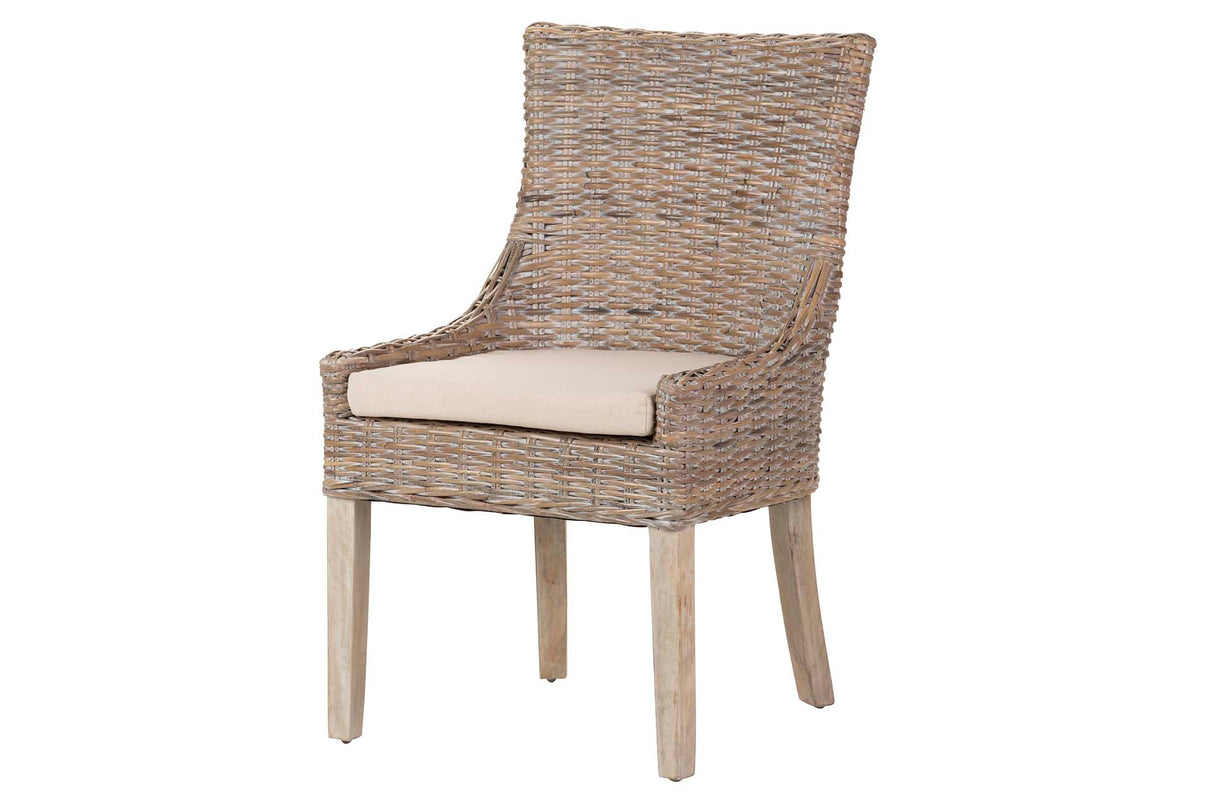 SILLA RATAN LINO MADERA MARRÓN BEIGE 54x52x91 CM