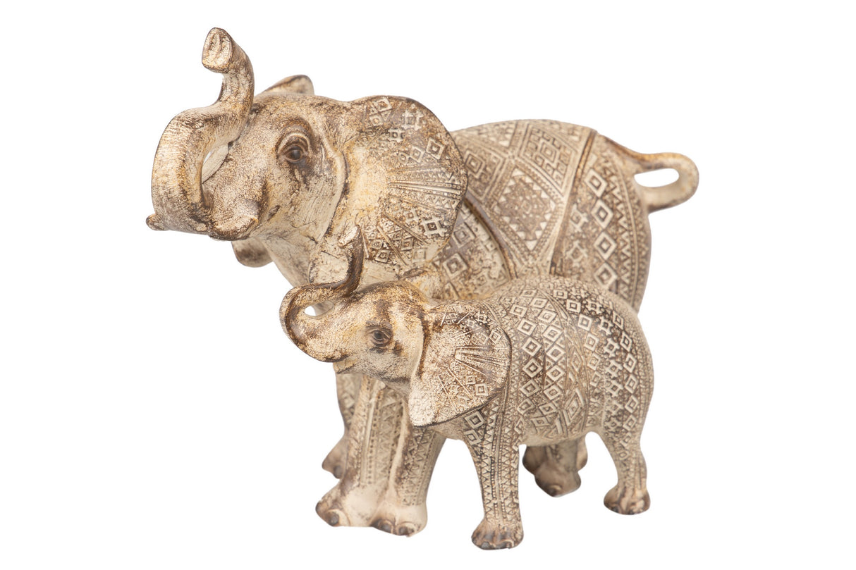 Coppia di elefanti in resina naturale 21x12x25 cm