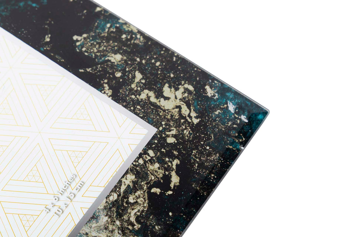 PORTAFOTOS CRISTAL IMPRESION NEGRO-DORADO 10x15CM