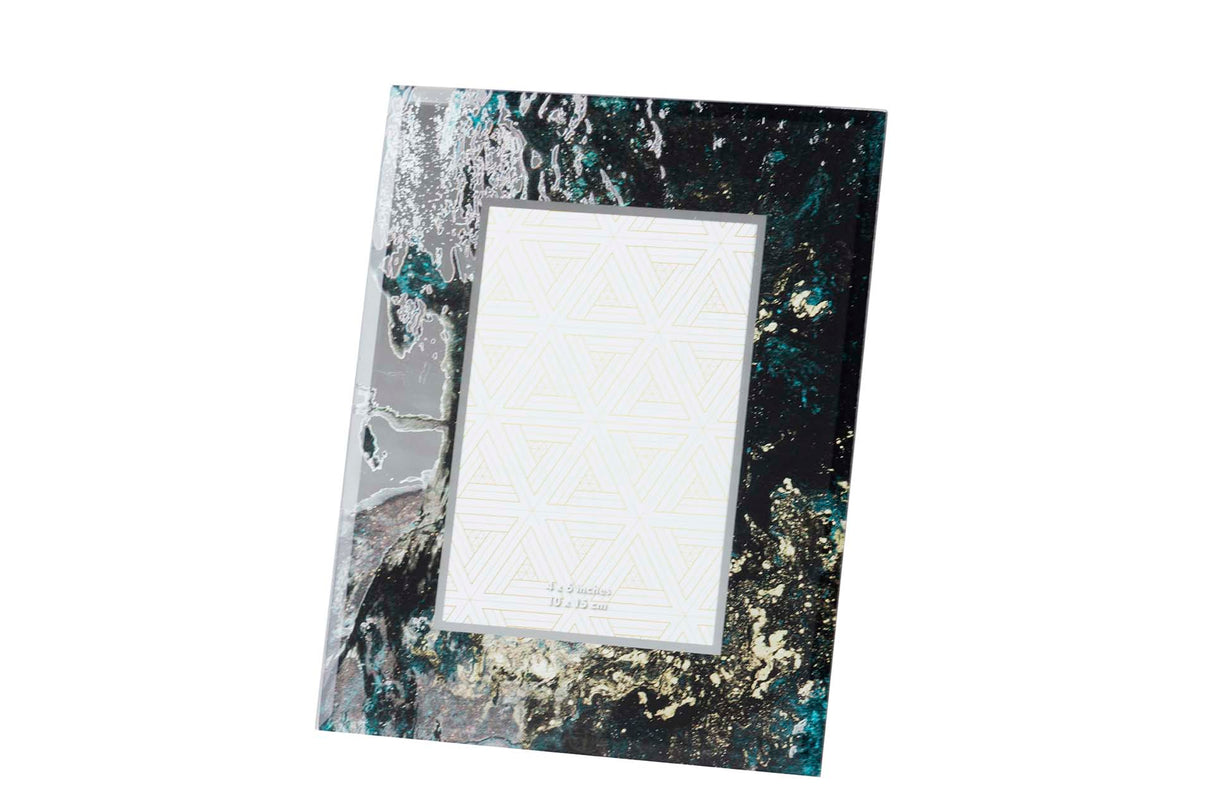 PORTAFOTOS CRISTAL IMPRESION NEGRO-DORADO 10x15CM