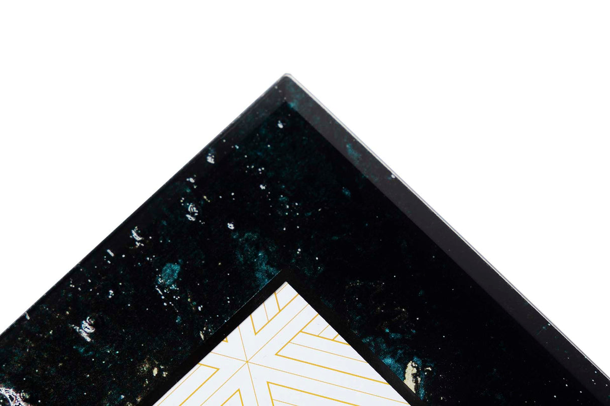 PORTAFOTOS CRISTAL IMPRESION NEGRO-DORADO 15x20CM