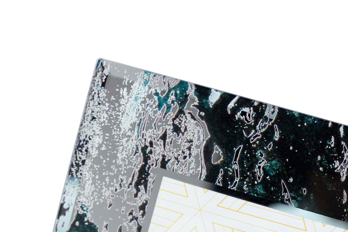 PORTAFOTOS CRISTAL IMPRESION NEGRO-DORADO 15x20CM