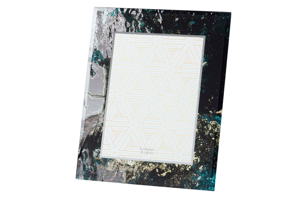 PORTAFOTOS CRISTAL IMPRESION NEGRO-DORADO 15x20CM