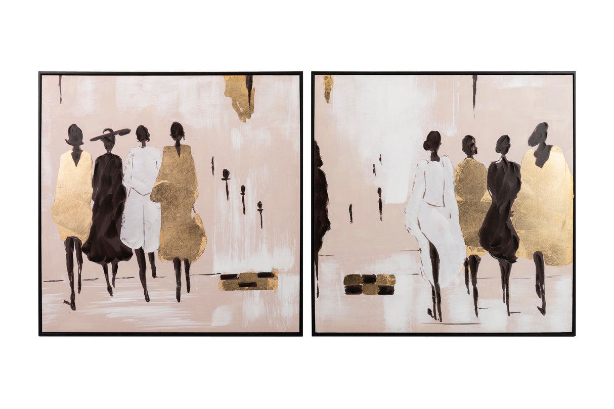 Définissez 2 tables de boulevard Frame noir 80x3,5x80 cm