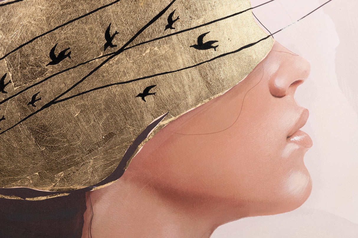 CUADRO MUJER CON MARCO NEGRO 80x3,5x120 CM