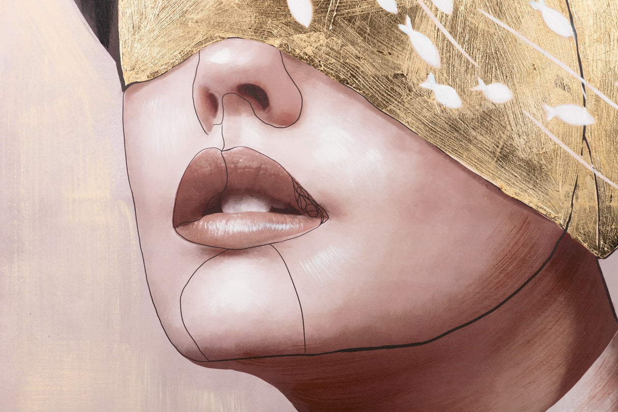 CUADRO MUJER CON MARCO NEGRO 80x3,5x120 CM