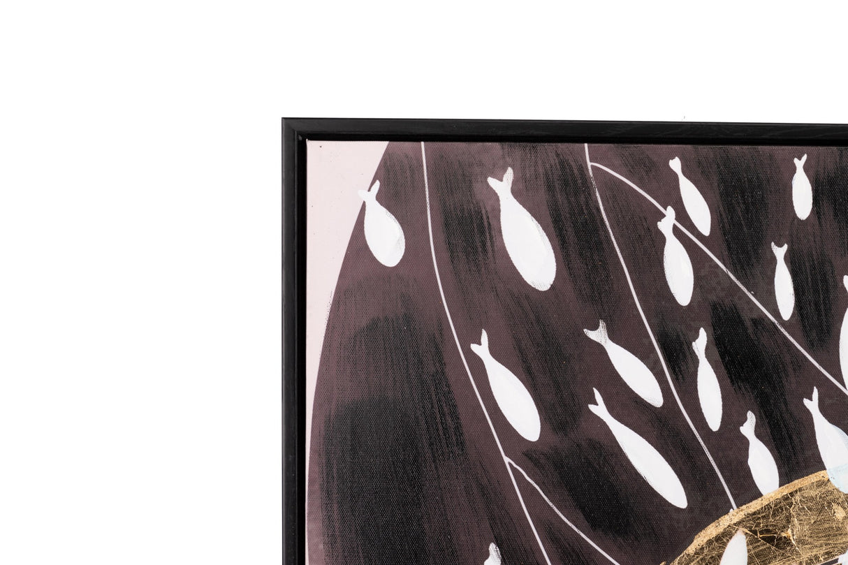 CUADRO MUJER CON MARCO NEGRO 80x3,5x120 CM