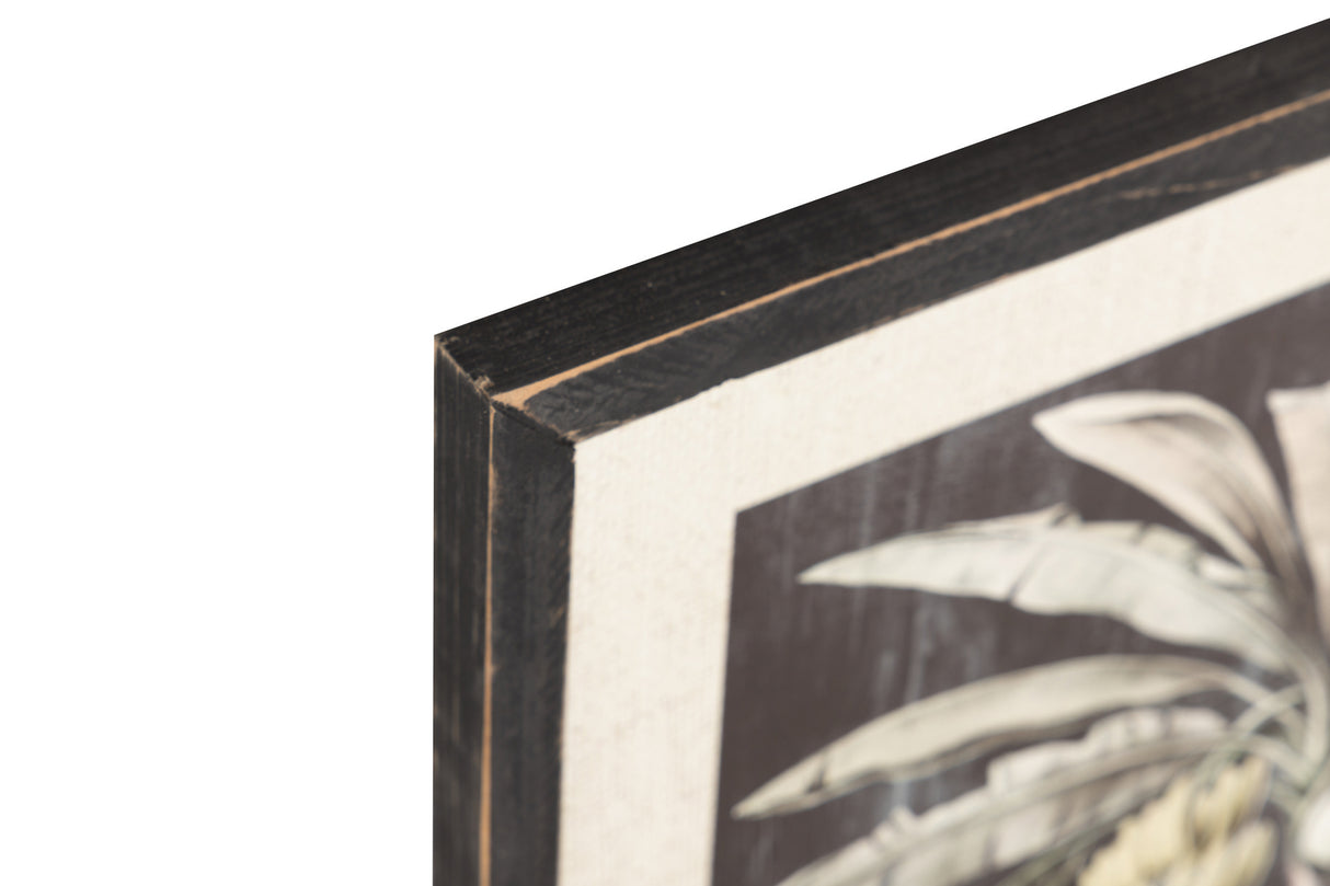 Defina 2 palmeiras com quadro preto 39x2x39 cm