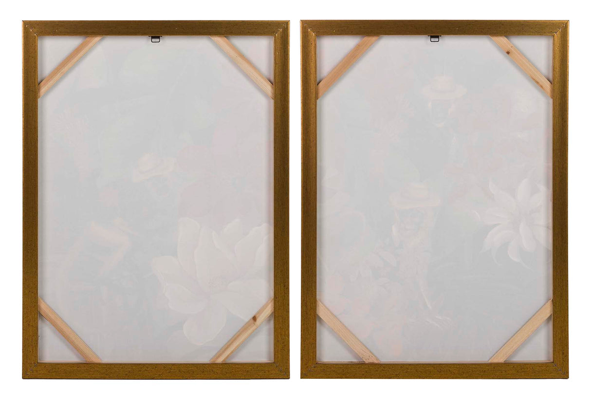 Defina 2 tabelas Macacos com ouro Marco 60x4x80 cm