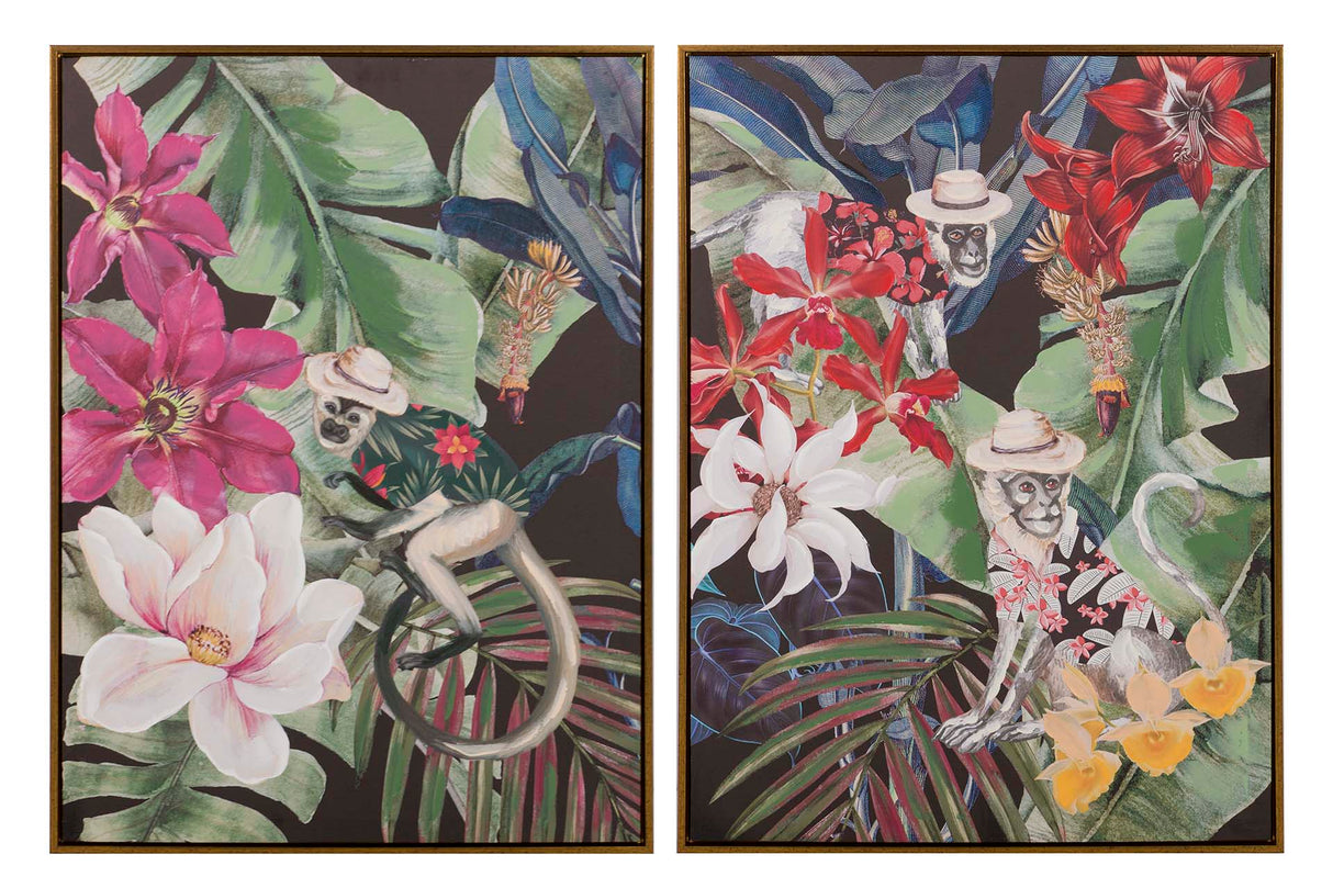 Defina 2 tabelas Macacos com ouro Marco 60x4x80 cm