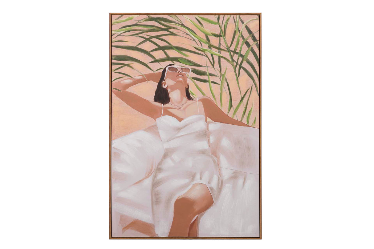 CUADRO MUJER CON MARCO NATURAL 80x4x120 CM