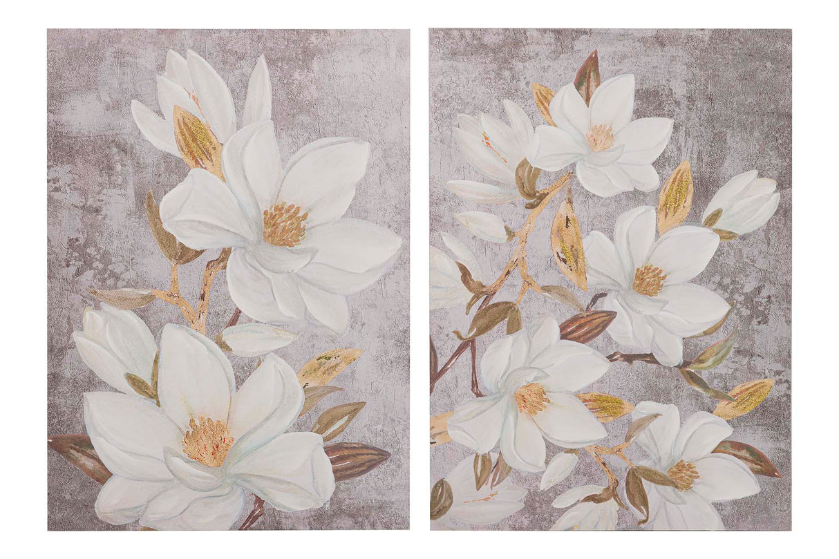 Set 2 Flower Lives 40% peintes à la main 50x3x70 cm