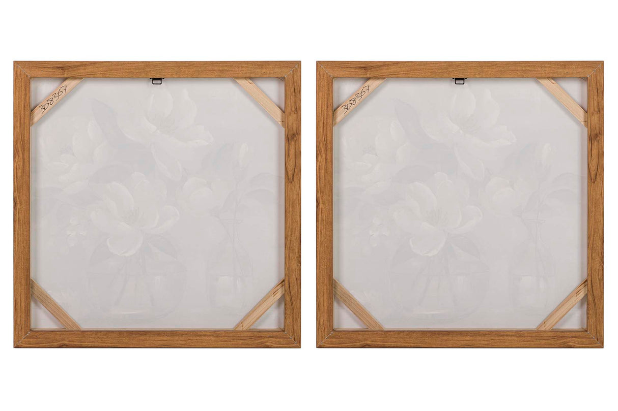 Definir 2 fotos de flores pintadas 60x4x60 cm