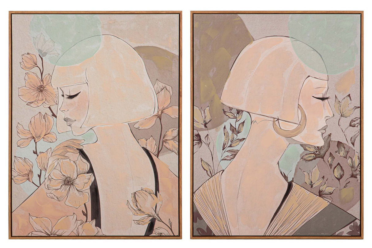 SET 2 CUADROS MUJER 80% PINTADO A MANO 60x4x80 CM