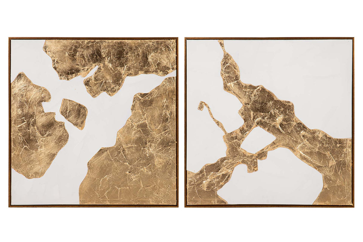 SET 2 CUADROS 80% PINTADO A MANO Y FOIL 80x4x80 CM