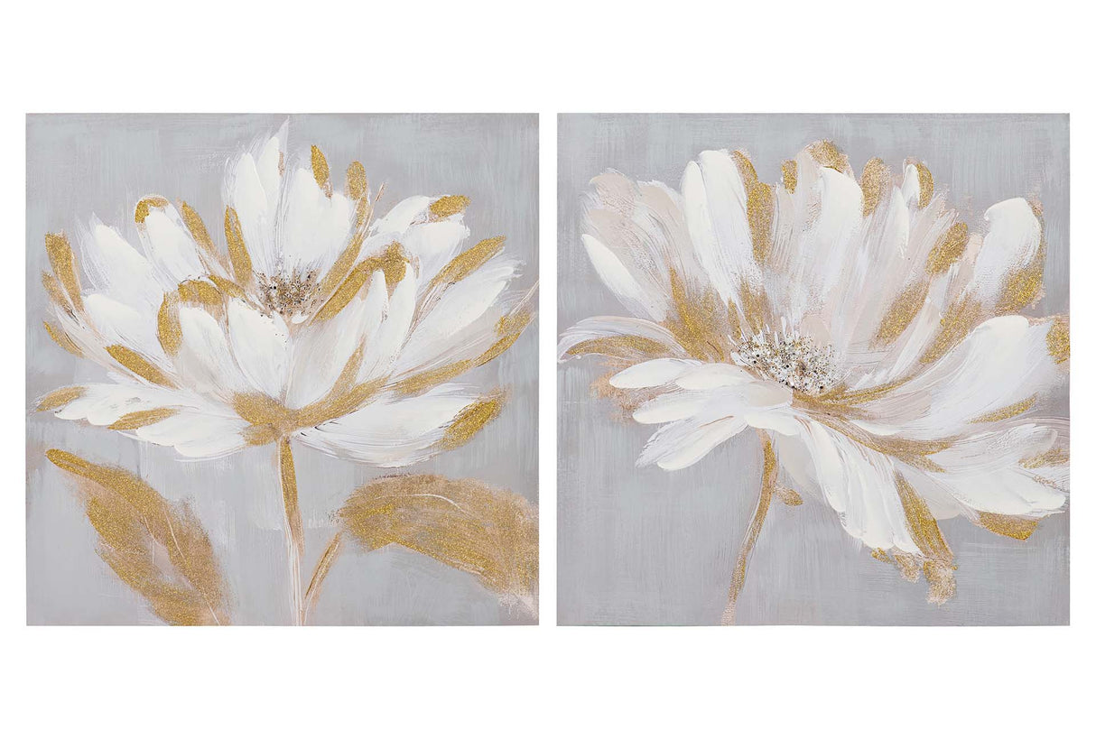 SET 2 LIENZOS FLORES 80% PINTADO A MANO 60x3x60 CM