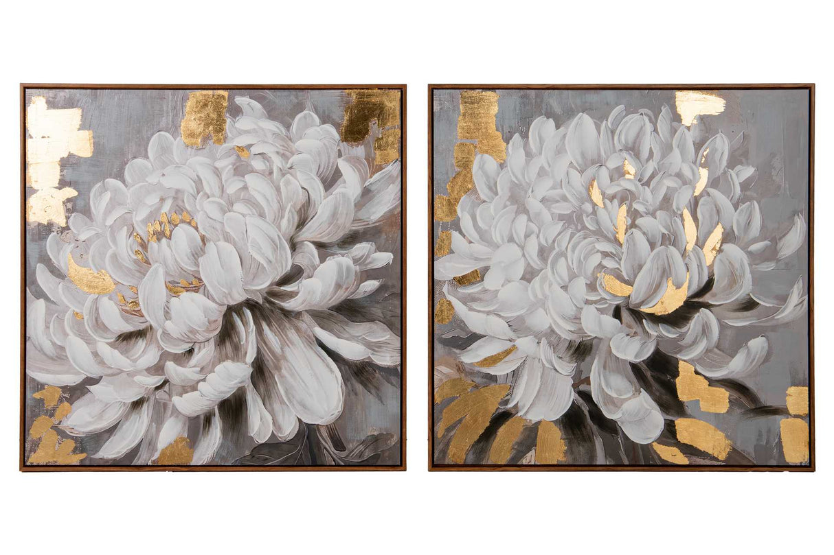 SET 2 CUADROS FLORES 80%PINTADO A MANO 80x4x80CM