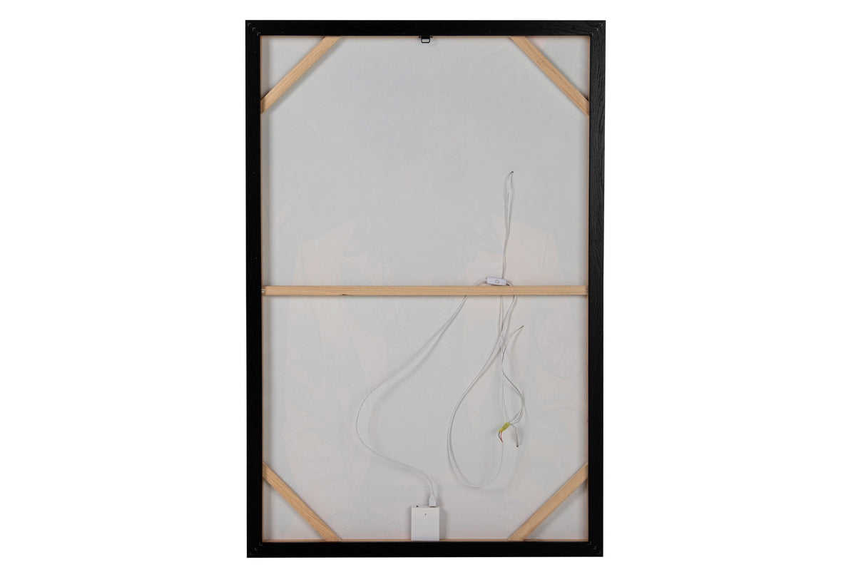 CUADRO CON LED LEON 80% PINTADO A MANO 80x4x120 CM