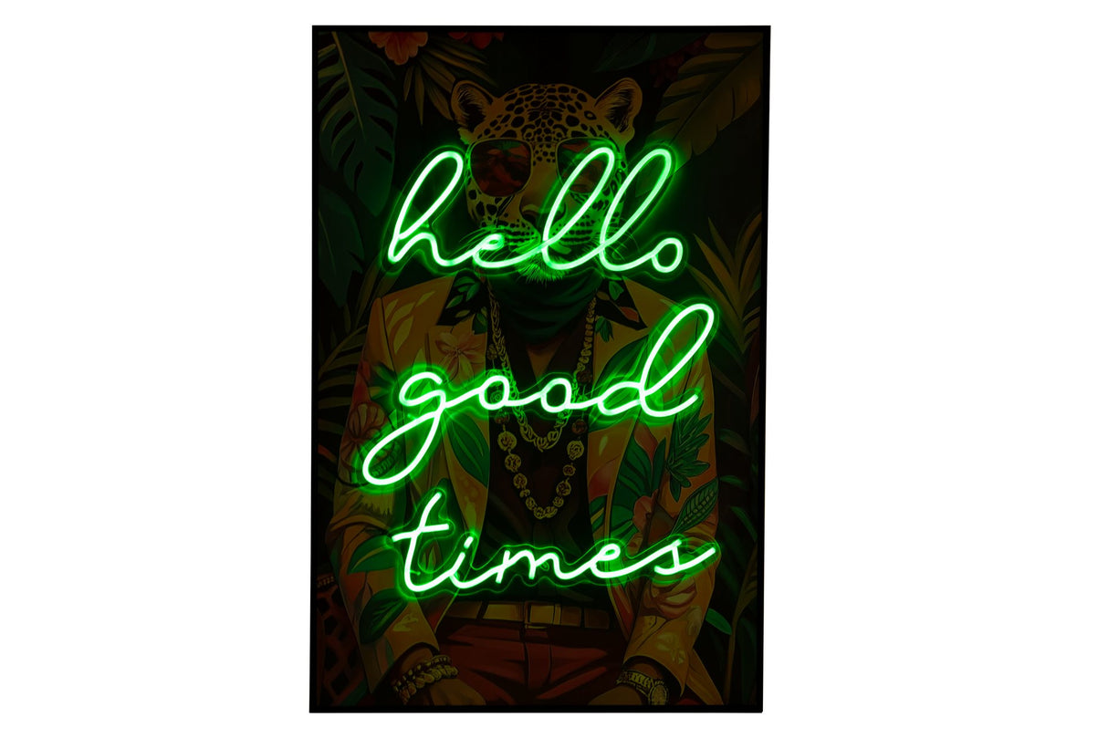 CUADRO CON LED TIGRE 80% PINTADO A MANO 80x4x120CM