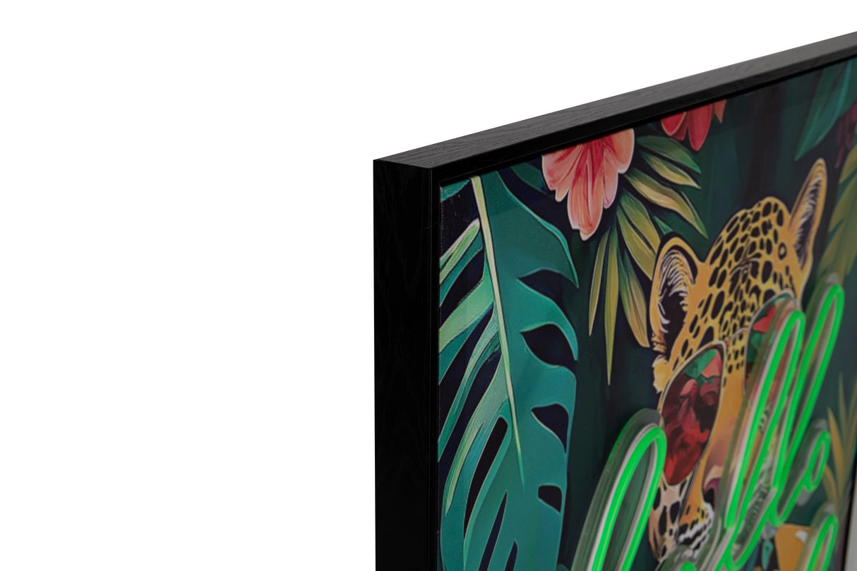 CUADRO CON LED TIGRE 80% PINTADO A MANO 80x4x120CM