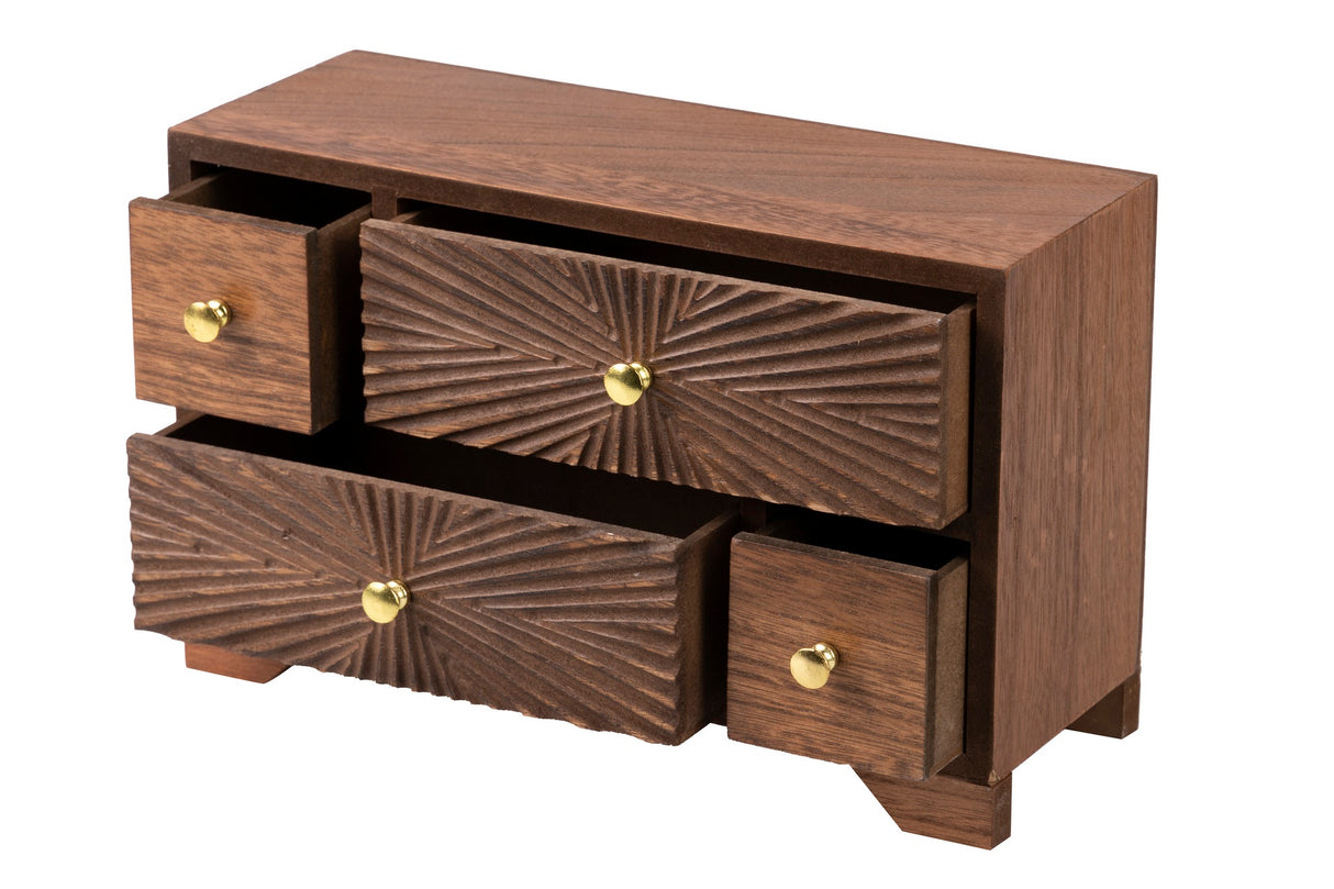 Gioielliere in legno intagliato naturale 27x11x17 cm