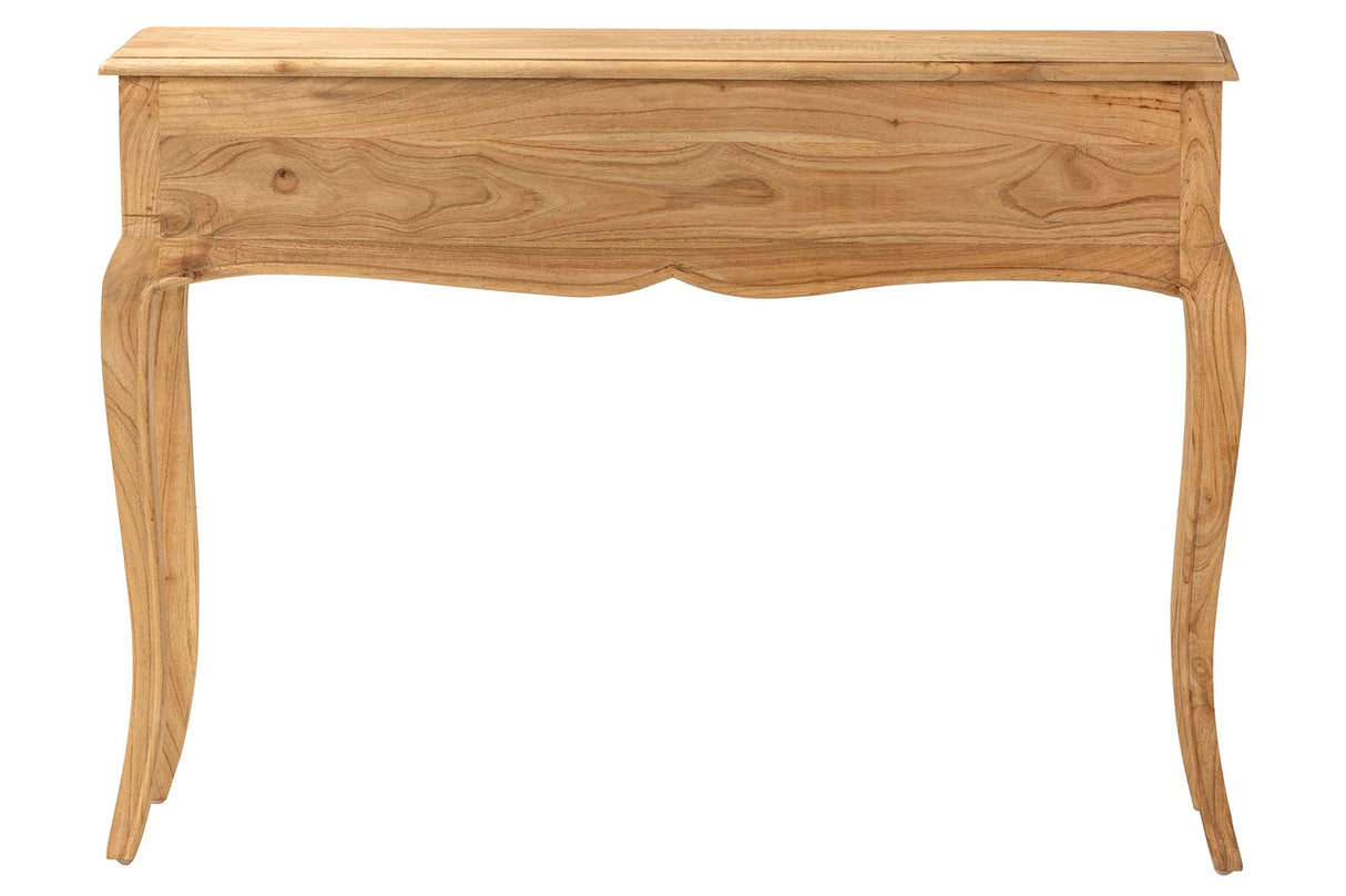 Natural Mindi Wood Console 3 Schubladen 110x30x80 cm