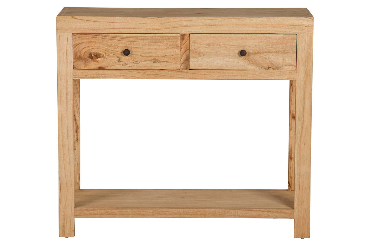 CONSOLA MADERA MINDI NATURAL 2 CAJONES 90x30x80 CM