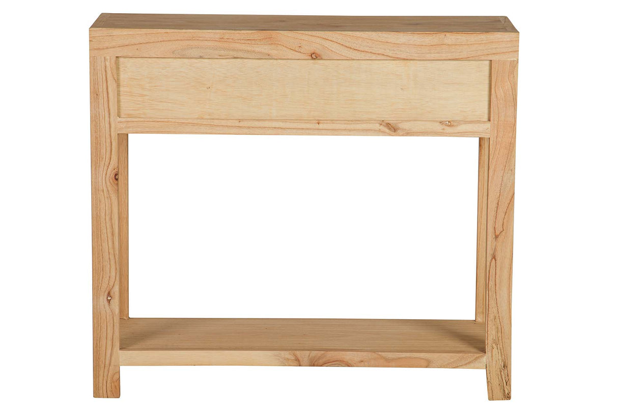 CONSOLA MADERA MINDI NATURAL 2 CAJONES 90x30x80 CM
