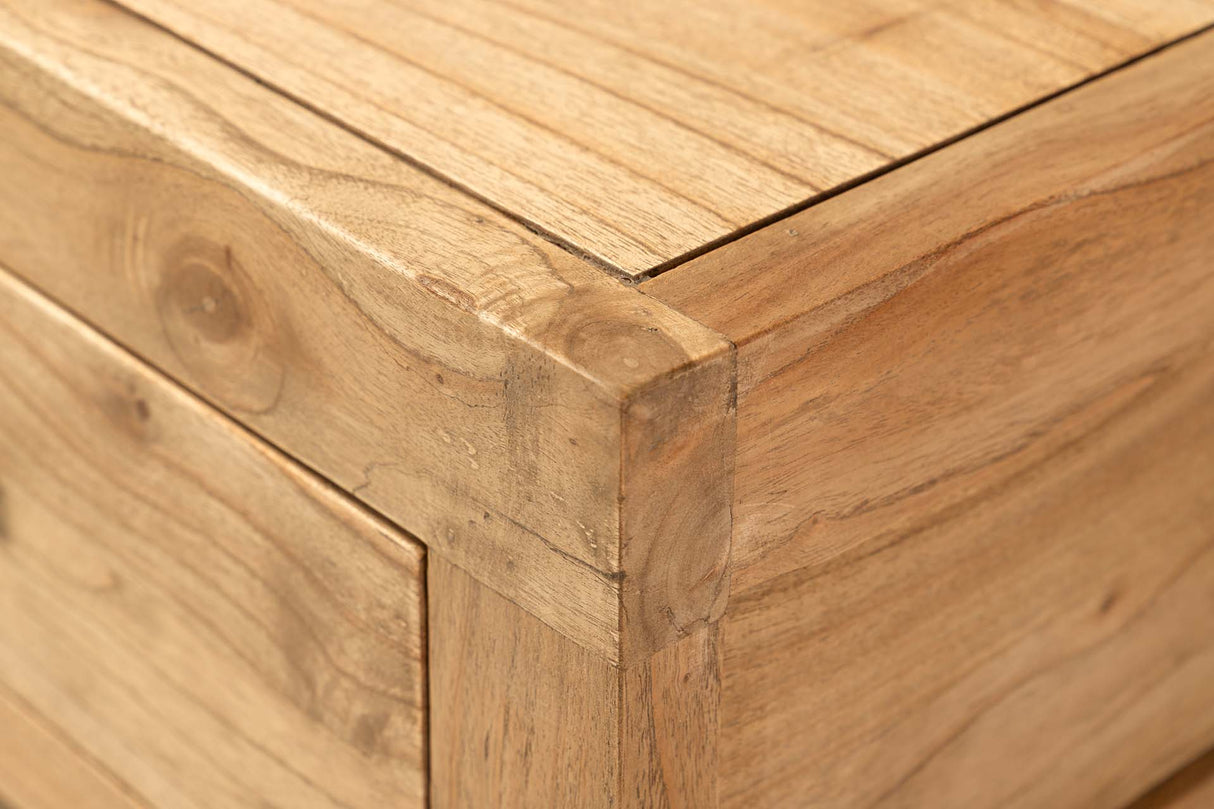 CONSOLA MADERA MINDI NATURAL 3 CAJONES 120x30x80CM