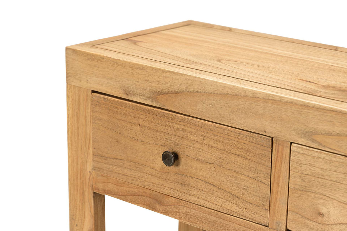 CONSOLA MADERA MINDI NATURAL 3 CAJONES 120x30x80CM