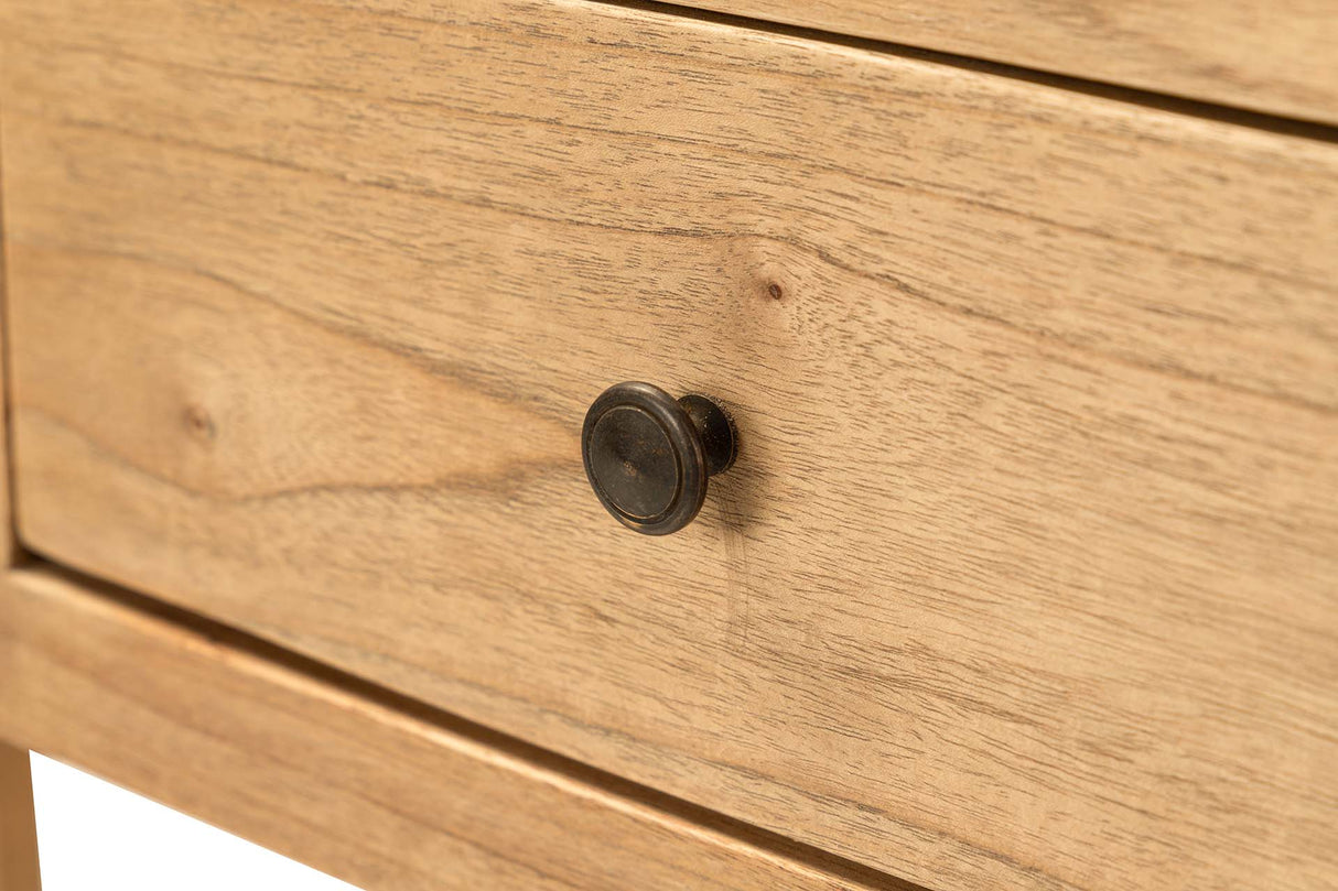 CONSOLA MADERA MINDI NATURAL 3 CAJONES 120x30x80CM