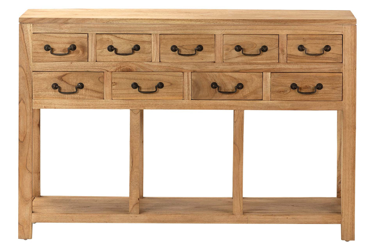 APARADOR MADERA NATURAL 9 CAJONES 120x30x80 CM