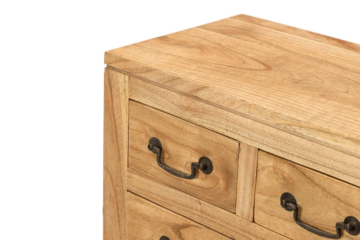 APARADOR MADERA NATURAL 9 CAJONES 120x30x80 CM