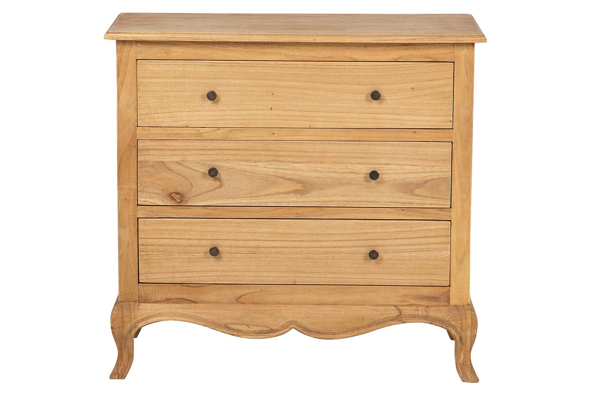 COMODA 3 CAJONES MADERA MINDI MARRON 90x40x85 CM