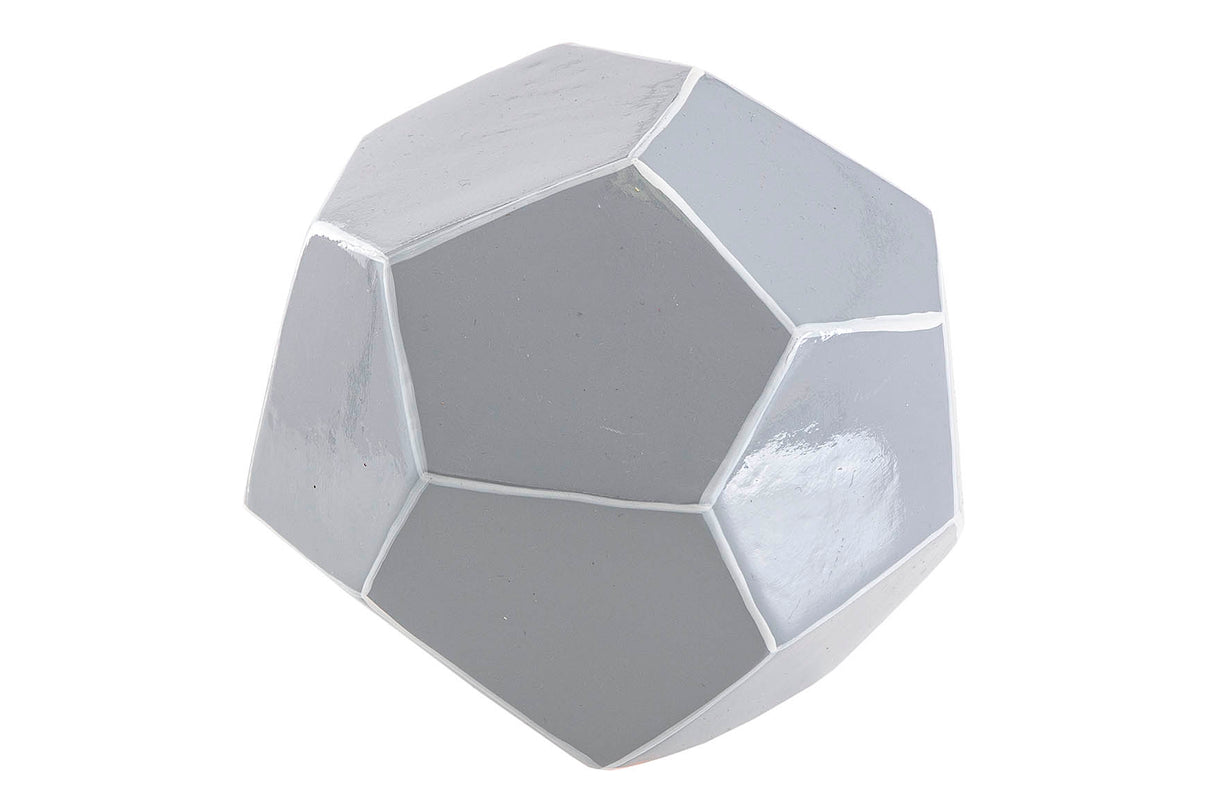 Grau/weiß lackierter Keramikball 15x15x15 cm