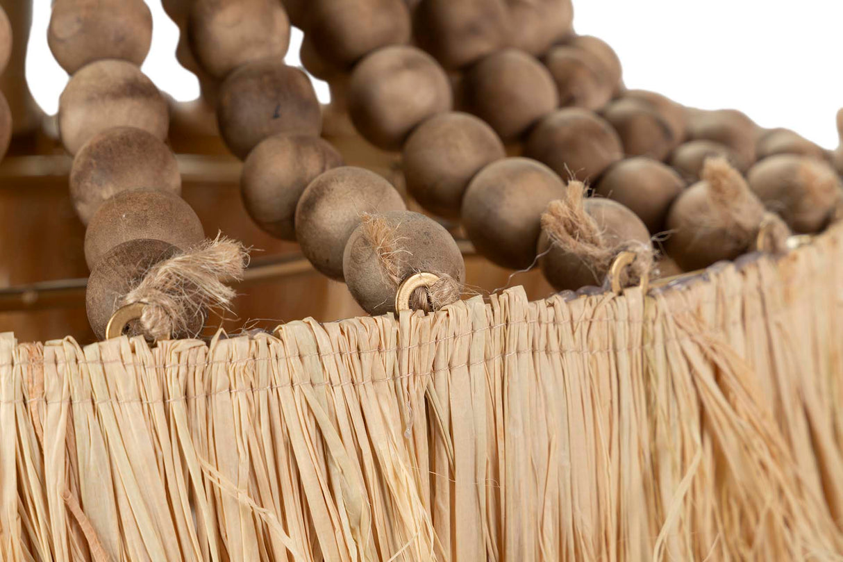 Lampada a catena a sfera in legno Rafia 41x41x75cm