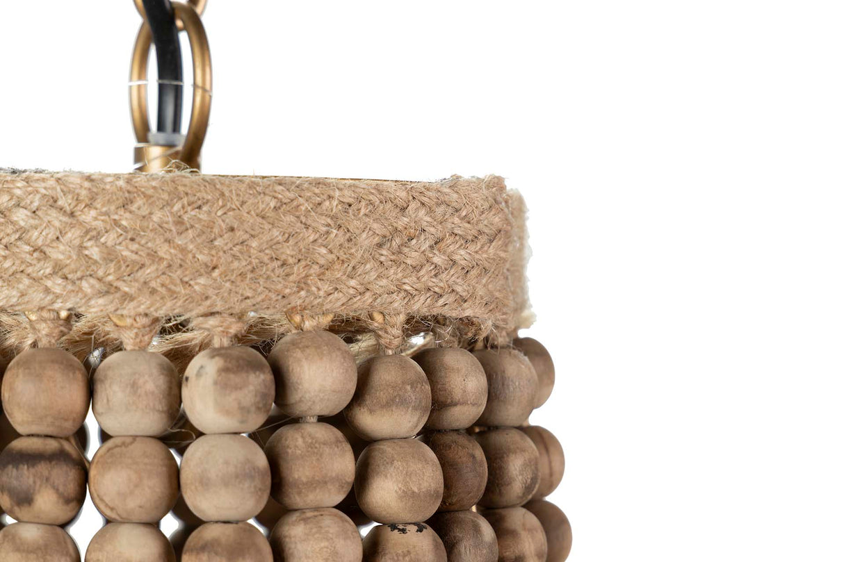 Lampada a catena a sfera in legno Rafia 41x41x75cm