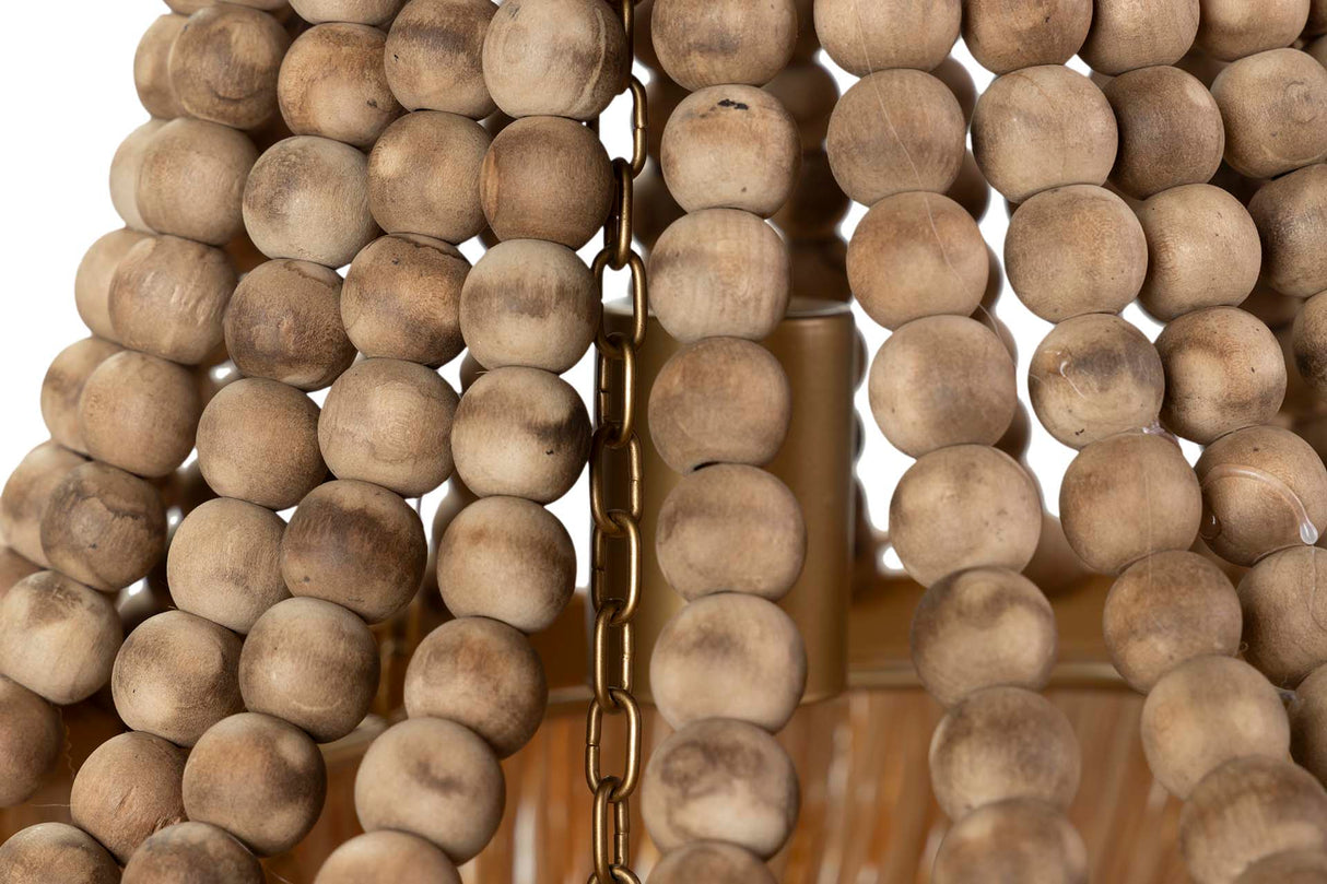 Lampada a catena a sfera in legno Rafia 41x41x75cm