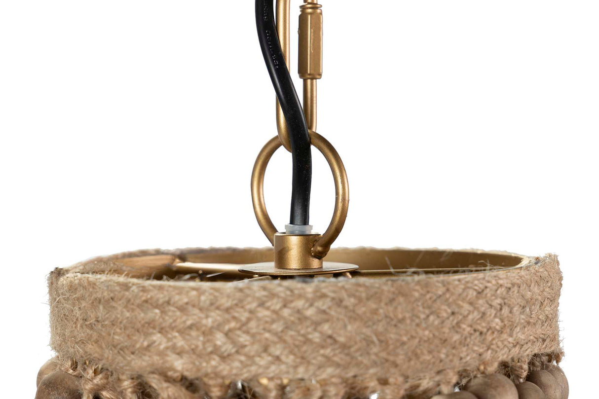 Lampada a catena a sfera in legno Rafia 41x41x75cm