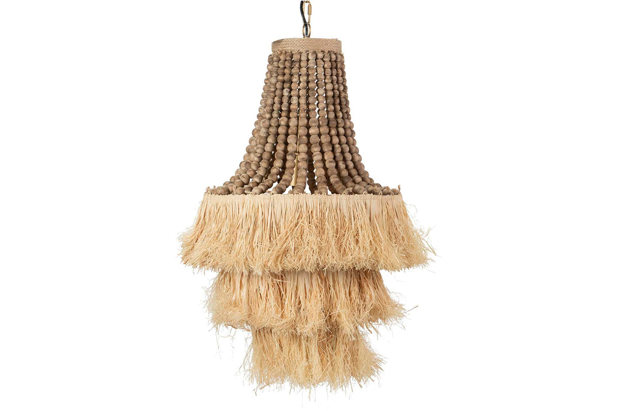 Lampada a catena a sfera in legno Rafia 41x41x75cm