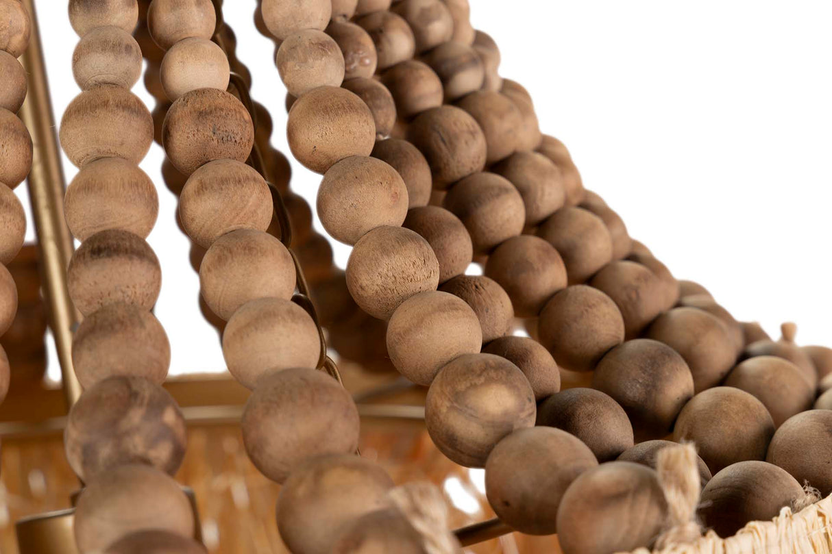Lampada a catena a sfera in legno Rafia 41x41x45cm