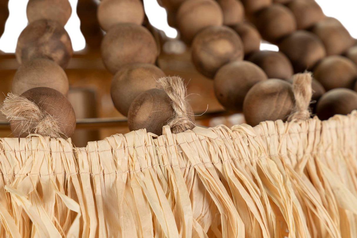 Lampada a catena a sfera in legno Rafia 41x41x45cm