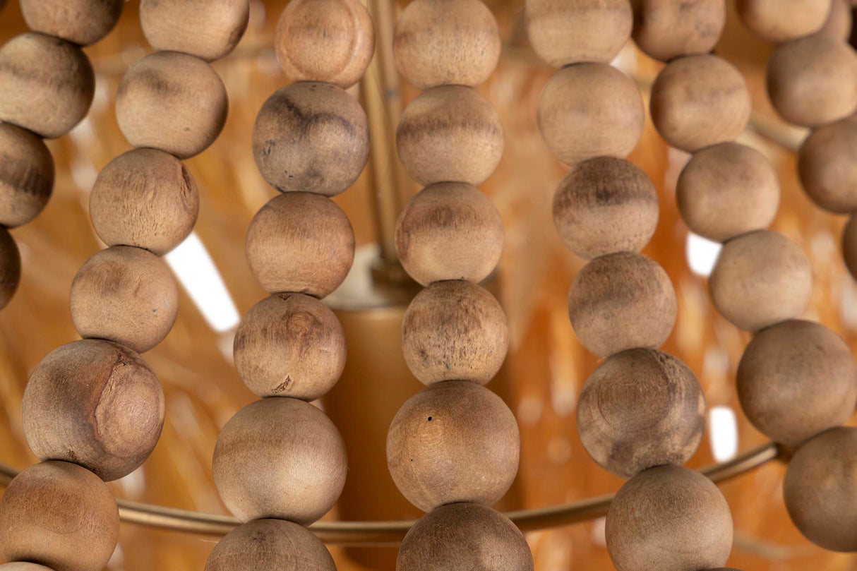 Lampada a catena a sfera in legno Rafia 41x41x45cm