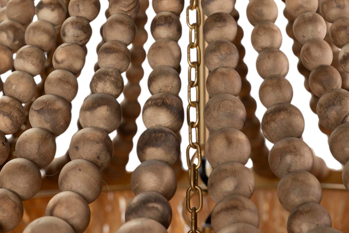 Lampada a catena a sfera in legno Rafia 60x60x66cm