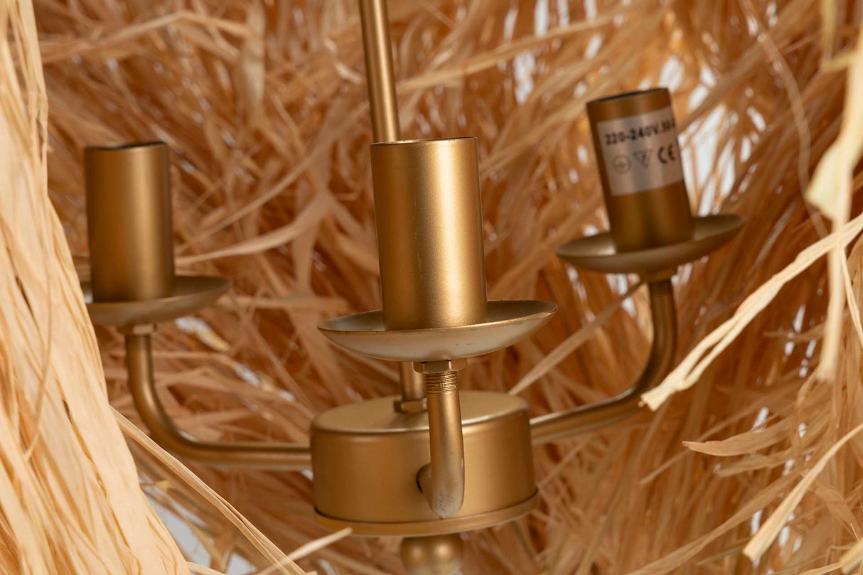 Lampada a catena a sfera in legno Rafia 60x60x66cm