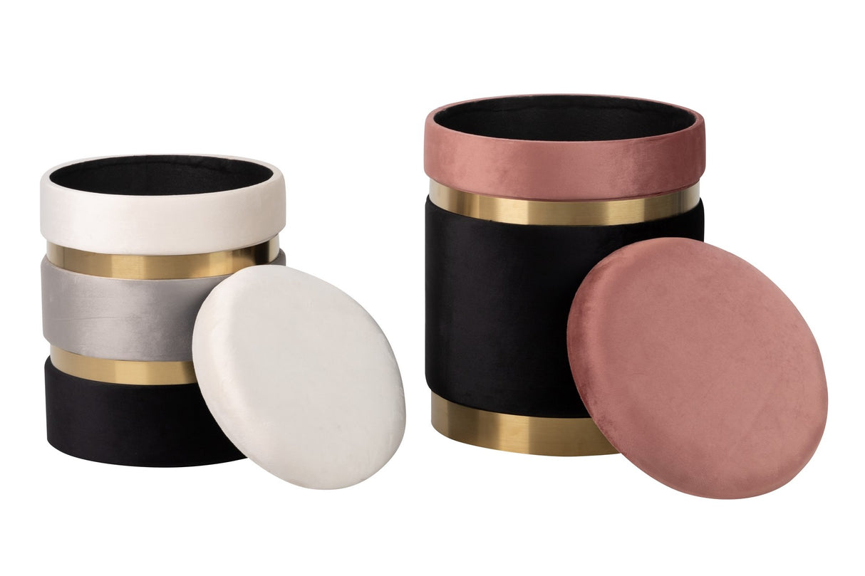 Réglez 2 bouffées en velours 36x36x44 31x31x38 cm