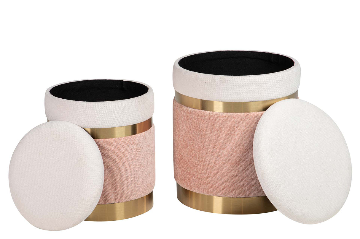 SET 2 PUFFS VELVET 36x36x44 31x31x38 CM